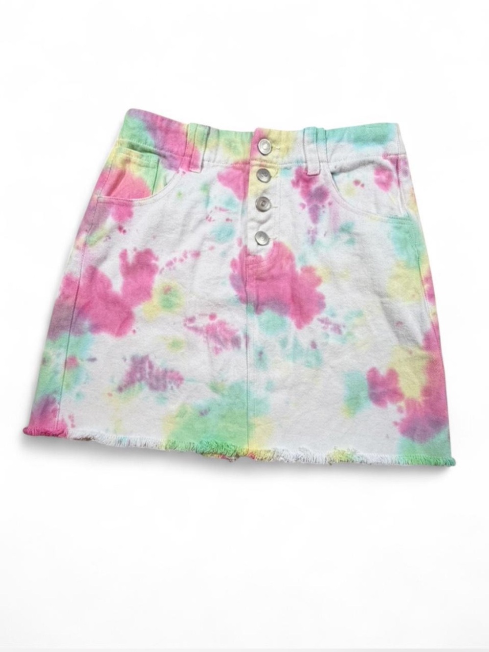 Peach Love California Tie Dye Denim Mini Skirt Pastel Coquette Y2K Cottagecore